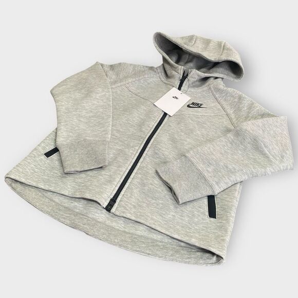 Nike Kids Sportswear Tech Fleece Full-Zip Gray Hooded Jacket size S FD2979-063 - Picture 3 of 9